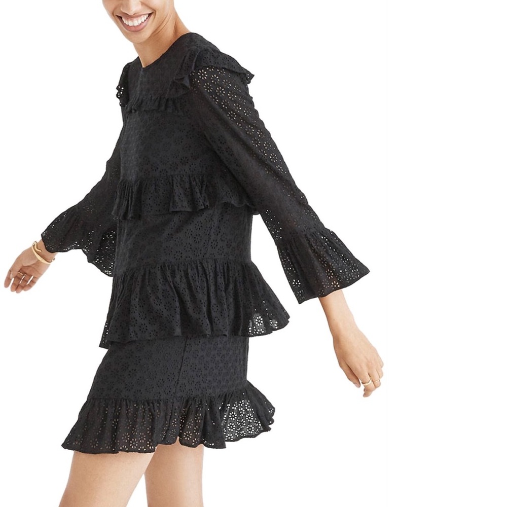 Madewell Black Eyelet Ruffle Dress - Picture 4 of 5